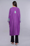 Purple Pheran with Pastel Blue Aari Paisleys & Floral Vines Embroidery