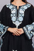 Black Pheran with Pale Aqua Floral Aari Embroidery - Kashmiri Pheran