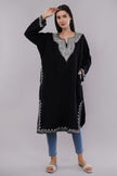 Midnight Black Kashmiri Pheran with Silver Zari Embroidery