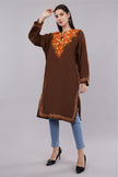 Chocolate Brown Aari Embroidered Pheran