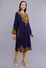 Blue Fine Cashmilon Pheran with Orange and Yellow Floral Aari Embroidery
