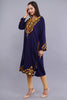 Blue Fine Cashmilon Pheran with Orange and Yellow Floral Aari Embroidery