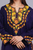 Blue Fine Cashmilon Pheran with Orange and Yellow Floral Aari Embroidery