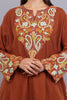 Elegant Rust Kashmiri Pheran with Exquisite Aari Embroidery and Paisley Details