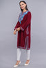 Maroon Fine Cashmilon Pheran with Blue Floral Aari Embroidery