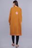 Saffron Blaze Kashmiri Pheran with Light Pink Aari Embroidery