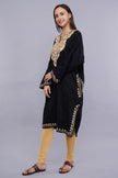 Black Pheran with Kashmiri Aari Embroidery and Floral Borders