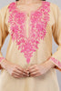 Meadow Pink Aari on Desert Sand Kashmiri Kurta