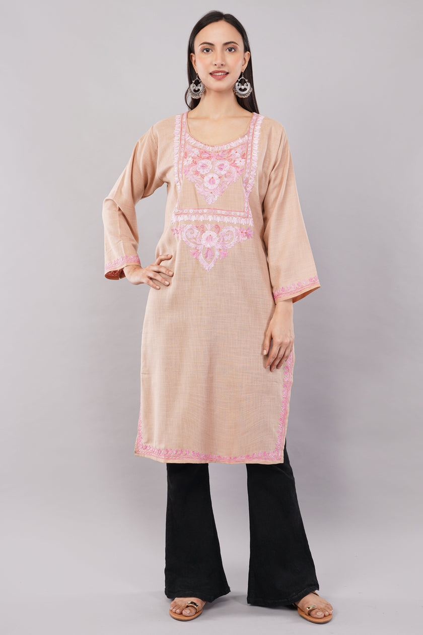 Rosé Aari on Sandstone Kashmiri Kurta