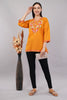 Saffron Bloom Kashmiri Kurti with Multicolour Aari Embroidery