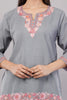 Pearl Grey Kashmiri Kurti with Rose Aari Embroidery