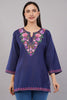 Midnight Bloom Kashmiri Kurti with Multicolour Aari Embroidery