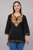 Charcoal Glint Kashmiri Kurti with Burnished Aari