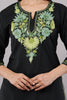 Emerald Vine Black Kashmiri Kurti with Green Aari