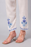 White Kashmiri Aari Co-ord Set with Powder Blue Embroidery