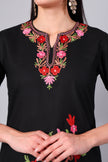 Black Kashmiri Aari Co-ord Set with Multicolour Floral Embroidery