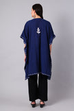 Novbahar Royal Blue Kashmiri Kaftan with White Aari Embroidery