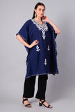 Novbahar Royal Blue Kashmiri Kaftan with White Aari Embroidery