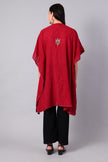 Novbahar Garnet Red Kashmiri Kaftan with Ivory and Sage Aari Embroidery