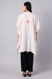 Novbahar White Kashmiri Kaftan with Hot Pink Aari Embroidery