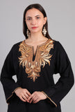 Black Kashmiri Woolen Pheran with Golden Boti Tilla Embroidery