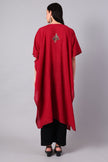 Novbahar Deep Red Kashmiri Kaftan with Antique Gold Aari Embroidery