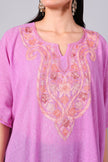 Novbahar Rose Pink Kashmiri Kaftan with Aari Embroidery Medallion