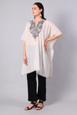 Novbahar Off-White Kashmiri Kaftan with Charcoal Aari Embroidery