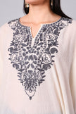 Novbahar Off-White Kashmiri Kaftan with Charcoal Aari Embroidery