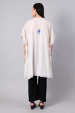 Novbahar White Kashmiri Kaftan with Blue Violet Aari Embroidery