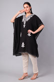 Novbahar Black Kashmiri Kaftan with White Aari Embroidery