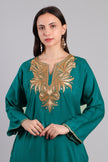 Teal Kashmiri Pheran with Golden Boti Tilla Embroidery