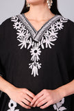 Novbahar Black Kashmiri Kaftan with White Aari Embroidery