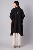 Novbahar Black Kashmiri Kaftan with Mauve and Olive Aari Embroidery