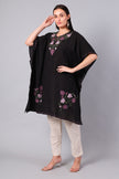 Novbahar Black Kashmiri Kaftan with Mauve and Olive Aari Embroidery