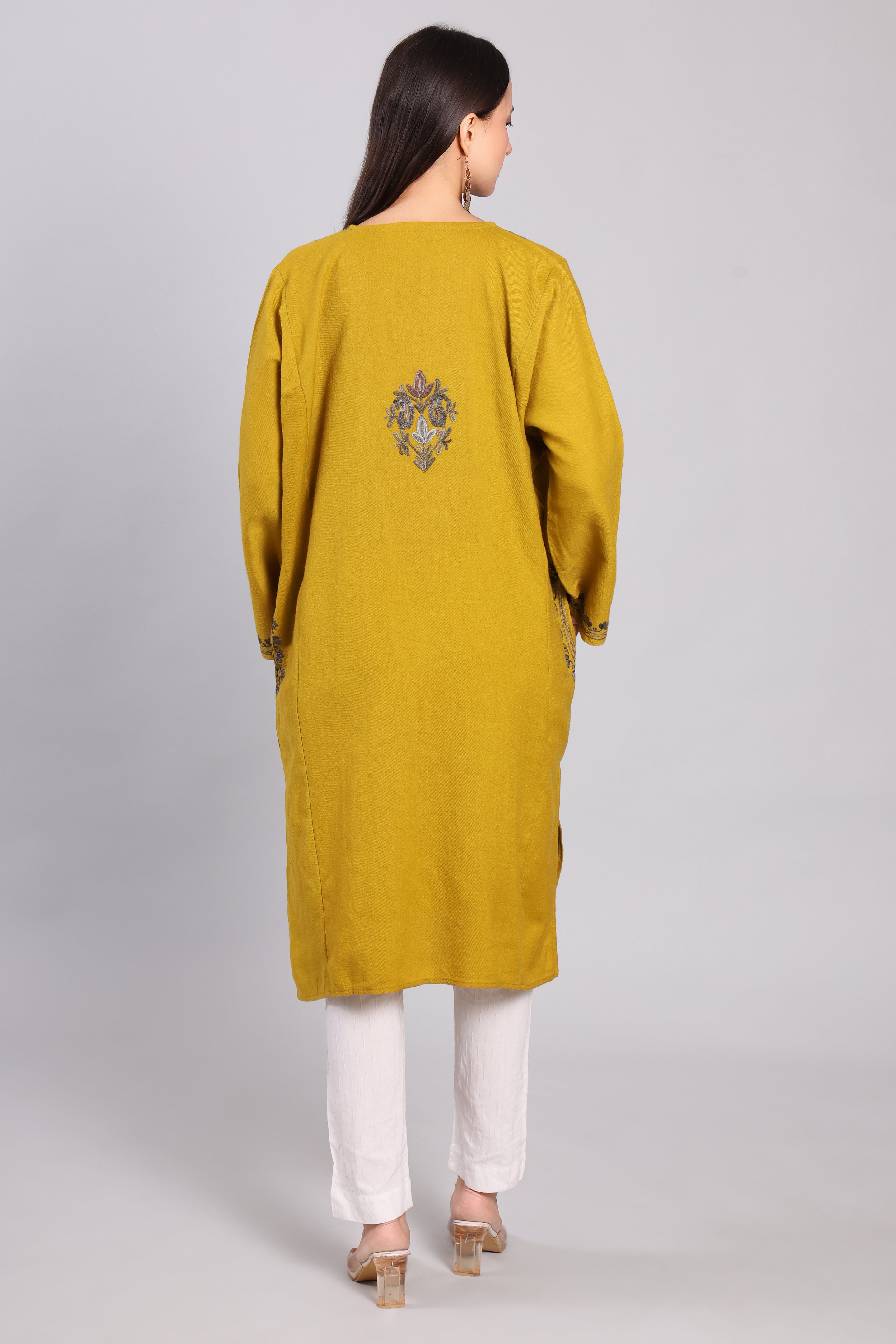 Amber Dusk Kashmiri Pheran with Aari Embroidery