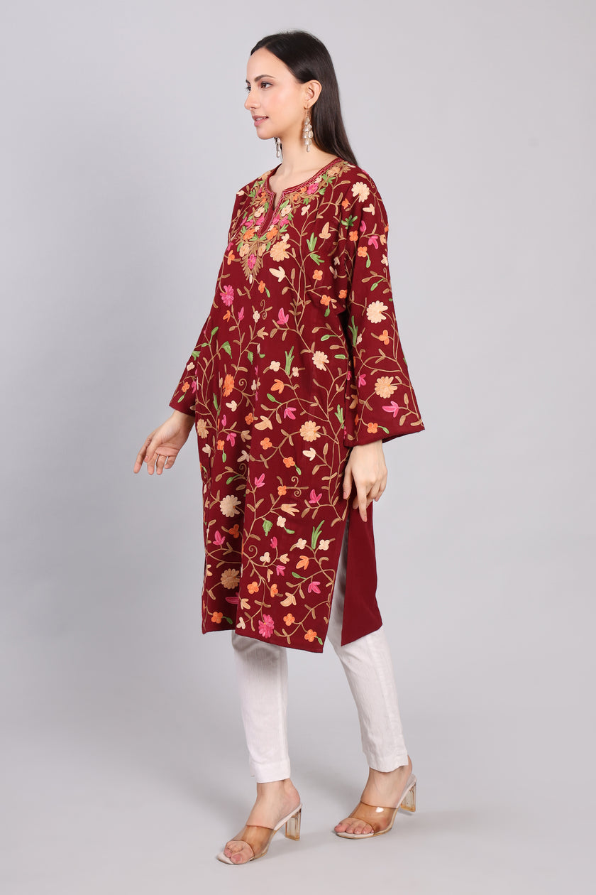 Gulnaar Kashmiri Pheran with Jaal Aari Embroidery