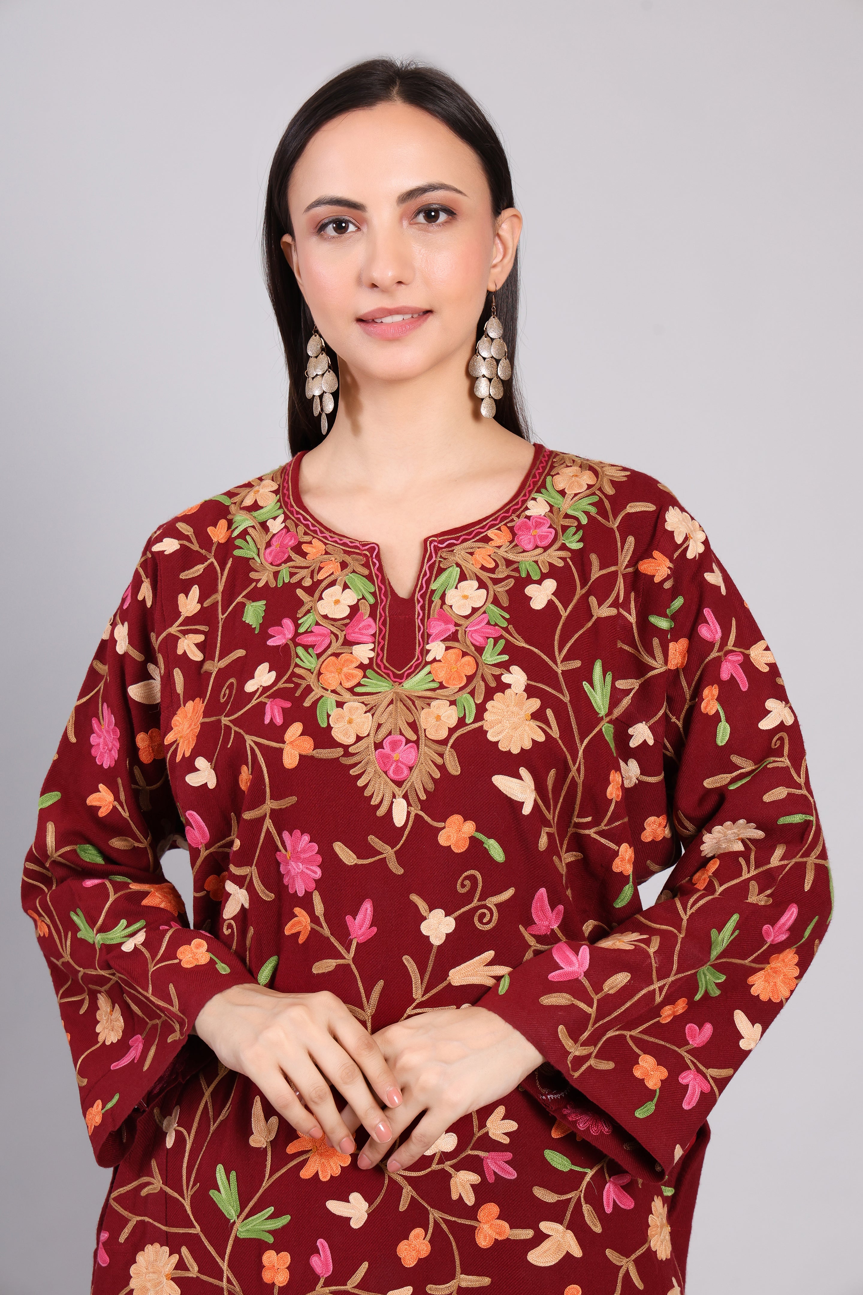 Gulnaar Kashmiri Pheran with Jaal Aari Embroidery