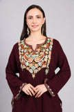 Deep Plum with Multicolor Aari Embroidery Woollen Kashmiri Pheran