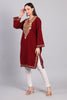 Naqsh-e-Gulnaar — Maroon Pheran with Golden Aari Kashmiri Embroidery-left