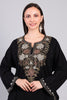 Naqsh-e-Siyah — Black Pheran with Beige and Ivory Aari Kashmiri Embroidery-Zoom