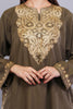 Otter Brown Pheran with Golden Kashmiri Zari Paisley Embroidery - Kashmiri Pheran