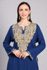 Royal Azure Kashmiri Pheran with Zari Paisley Embroidery-Design View