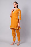 Full outfit of amber Aari embroidered co-ord set with straight pants for women