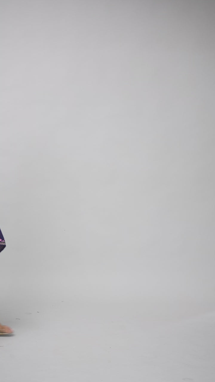 Nil-e-Gulzar Navy Pheran with Floral Aari Kashmiri Embroidery-Video