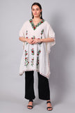 Novbahar off-white Kashmiri kaftan with charcoal Aari embroidery front view